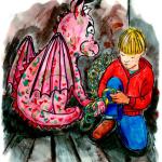 Illustration zum Kinderbuch "Fynn und der kleine Drache" / Manuela Rehahn 2014